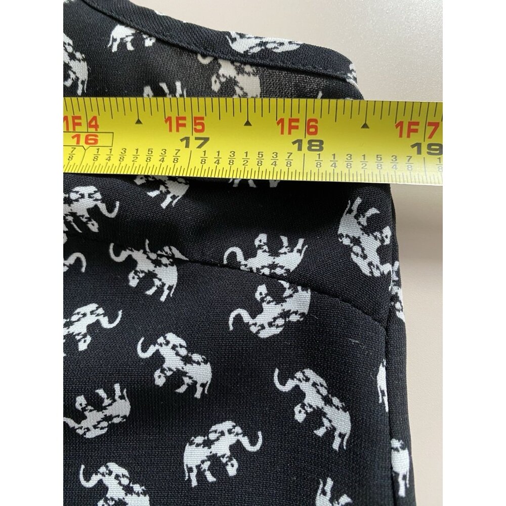 Pleione Womens Size Small Black/White Elephant Print Tank Top Scoop Neck USA - Picture 7 of 8